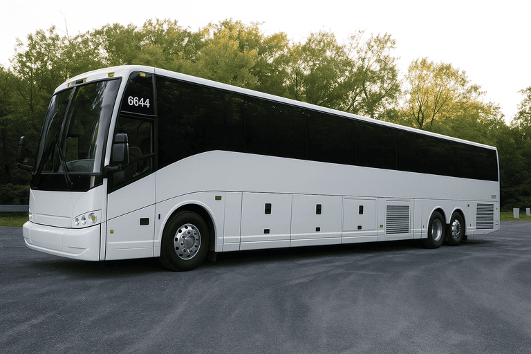 exterior of Charter Bus Rental Lorain coach bus